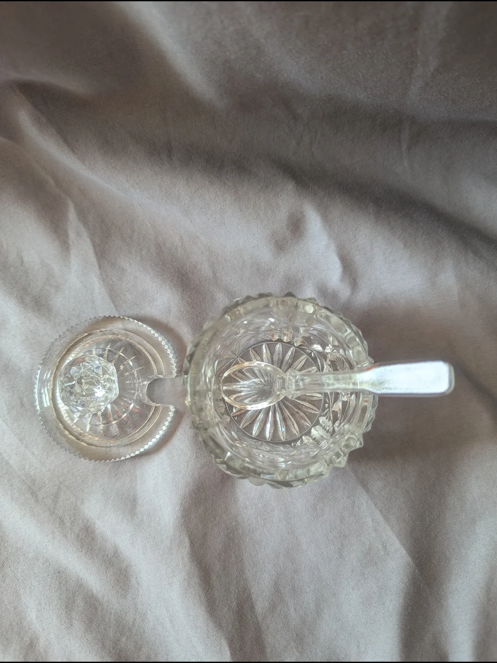 Crystal Mustard/Jelly Jar Covered with Spoon